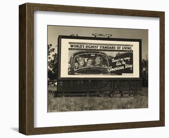 National Association of Manufacturers Billboard Campaigns Against New Deal Policies, 1937-Dorothea Lange-Framed Art Print