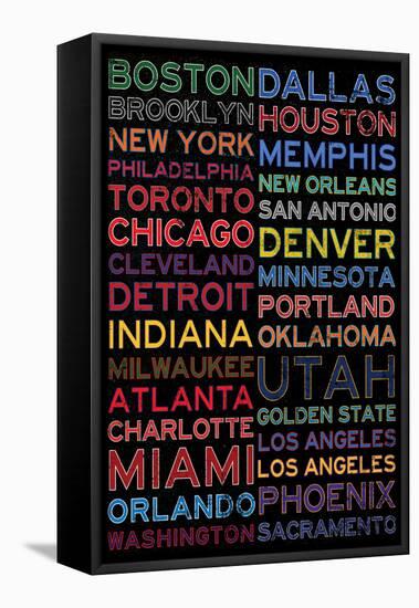 National Basketball Association Cities Colorful-null-Framed Stretched Canvas