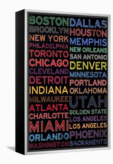National Basketball Association Cities Colorful-null-Framed Stretched Canvas