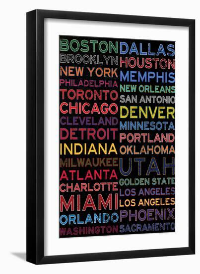National Basketball Association Cities Colorful-null-Framed Art Print