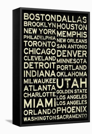 National Basketball Association Cities Vintage Style-null-Framed Stretched Canvas