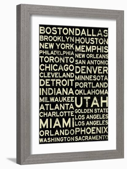 National Basketball Association Cities Vintage Style-null-Framed Art Print