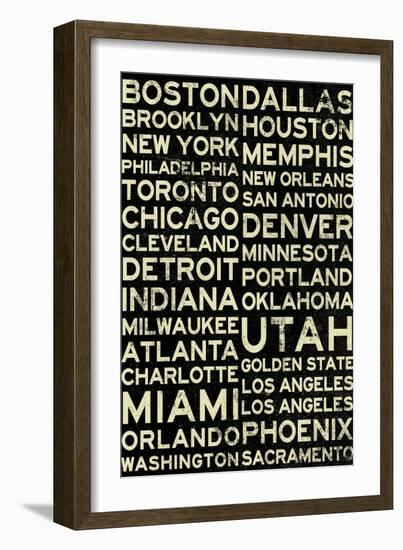 National Basketball Association Cities Vintage Style-null-Framed Art Print