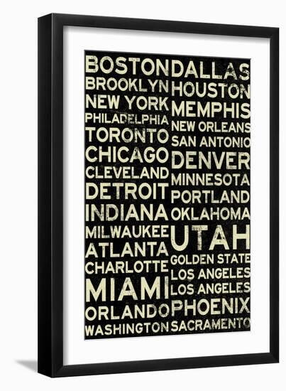 National Basketball Association Cities Vintage Style-null-Framed Art Print