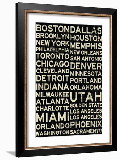 National Basketball Association Cities Vintage Style-null-Framed Art Print