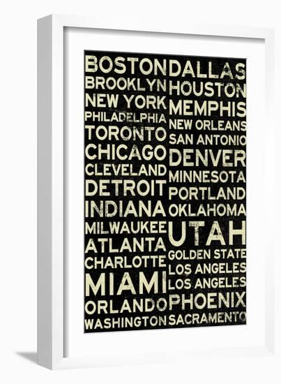 National Basketball Association Cities Vintage Style-null-Framed Art Print