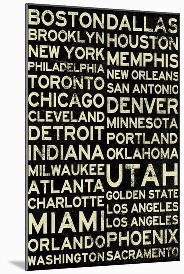 National Basketball Association Cities Vintage Style-null-Mounted Art Print