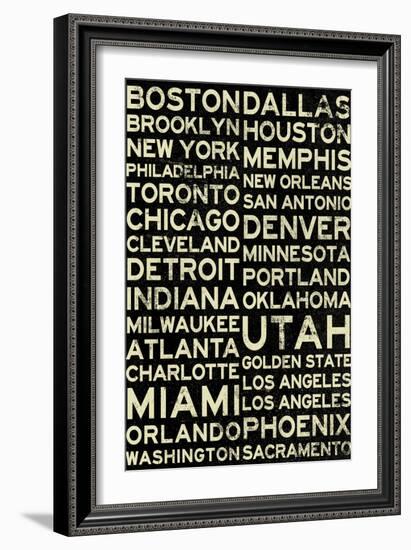 National Basketball Association Cities Vintage Style-null-Framed Art Print