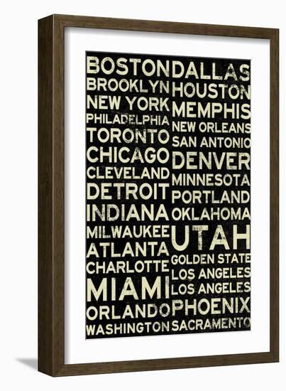 National Basketball Association Cities Vintage Style-null-Framed Premium Giclee Print