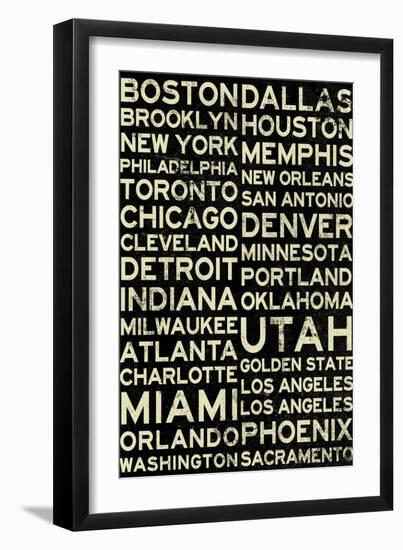 National Basketball Association Cities Vintage Style-null-Framed Premium Giclee Print