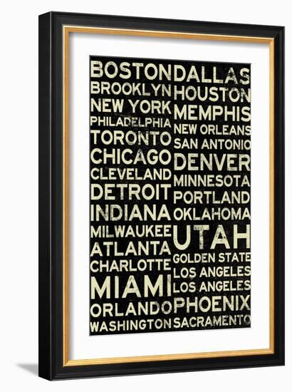 National Basketball Association Cities Vintage Style-null-Framed Premium Giclee Print