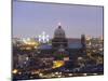 National Catholic Church and Atomium, Panoramic the City Illuminated at Night, Brussels, Belgium-Christian Kober-Mounted Photographic Print