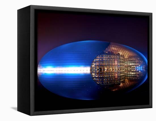 National Centre for the Performing Arts, Egg Shape Reflection, Illuminated During National Day Fest-Kimberly Walker-Framed Premier Image Canvas