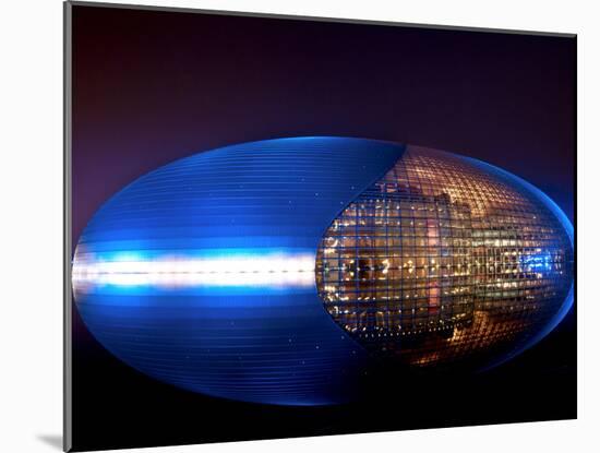 National Centre for the Performing Arts, Egg Shape Reflection, Illuminated During National Day Fest-Kimberly Walker-Mounted Photographic Print