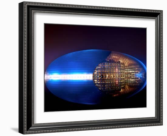 National Centre for the Performing Arts, Egg Shape Reflection, Illuminated During National Day Fest-Kimberly Walker-Framed Photographic Print