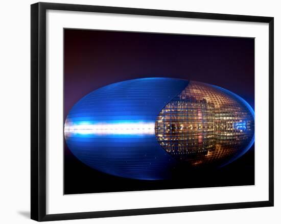 National Centre for the Performing Arts, Egg Shape Reflection, Illuminated During National Day Fest-Kimberly Walker-Framed Photographic Print