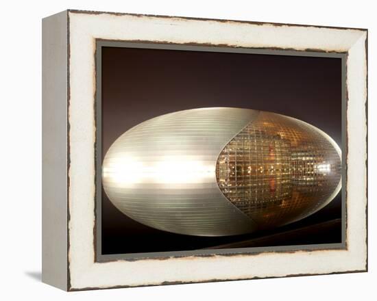 National Centre for the Performing Arts, Egg Shape Reflection, Illuminated During National Day Fest-Kimberly Walker-Framed Premier Image Canvas