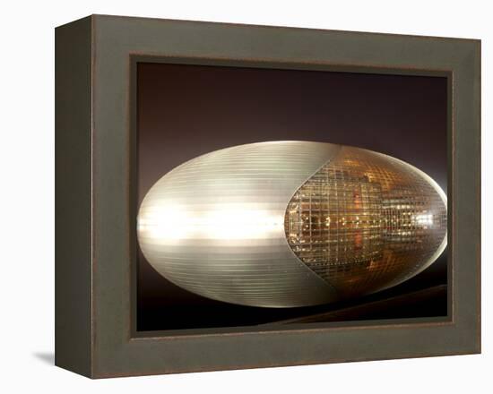 National Centre for the Performing Arts, Egg Shape Reflection, Illuminated During National Day Fest-Kimberly Walker-Framed Premier Image Canvas