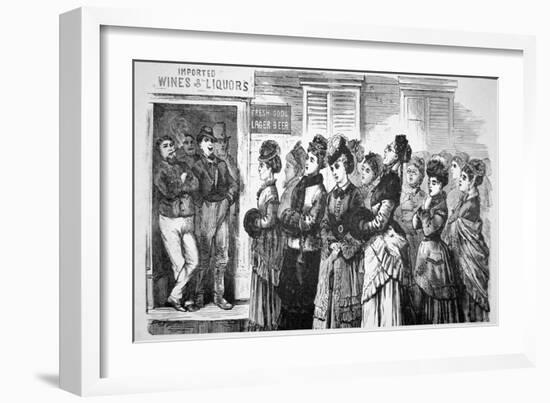 National Christian Temperance Union Singing Hymns and Praying For Lost Souls in a Saloon, 1874-null-Framed Giclee Print