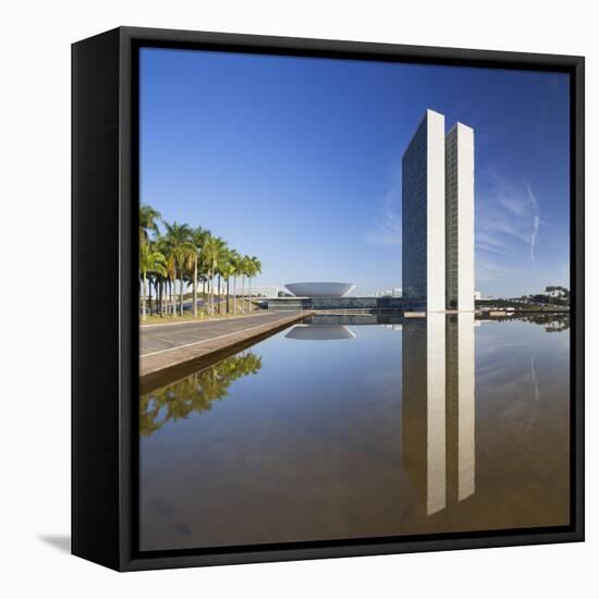 National Congress, Brasilia, Federal District, Brazil-Ian Trower-Framed Premier Image Canvas