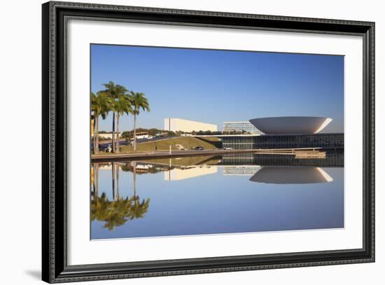 National Congress, UNESCO World Heritage Site, Brasilia, Federal District, Brazil, South America-Ian Trower-Framed Photographic Print