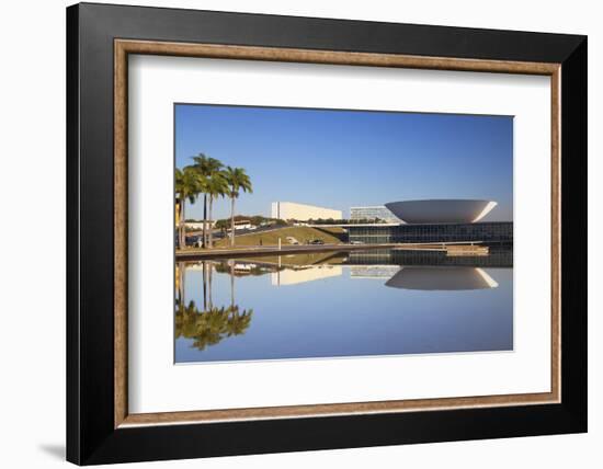 National Congress, UNESCO World Heritage Site, Brasilia, Federal District, Brazil, South America-Ian Trower-Framed Photographic Print