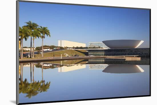 National Congress, UNESCO World Heritage Site, Brasilia, Federal District, Brazil, South America-Ian Trower-Mounted Photographic Print