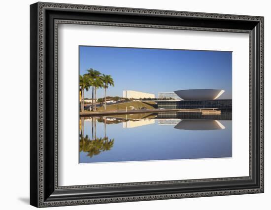 National Congress, UNESCO World Heritage Site, Brasilia, Federal District, Brazil, South America-Ian Trower-Framed Photographic Print