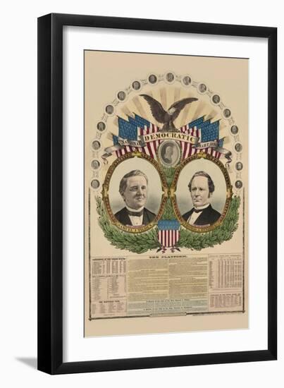 National Democratic Chart 1876: Samuel J. Tilden, President, Thomas A. Hendricks, Vice President-H. H. Lloyd-Framed Art Print