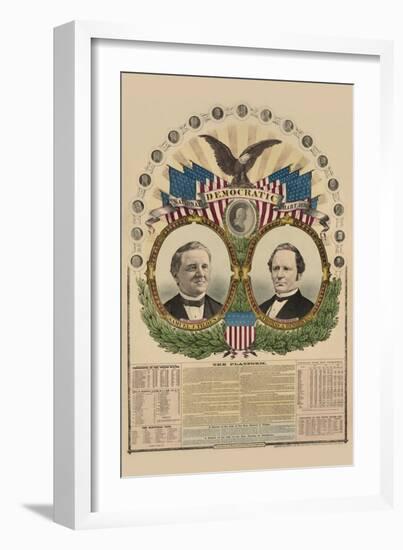 National Democratic Chart 1876: Samuel J. Tilden, President, Thomas A. Hendricks, Vice President-H. H. Lloyd-Framed Art Print