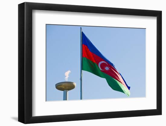 National Flag Blowing in Wind, Baku, Azerbaijan-Michael Runkel-Framed Photographic Print
