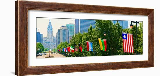 National Flags of the Countries at Benjamin Franklin Parkway, Philadelphia, Pennsylvania, Usa-null-Framed Photographic Print