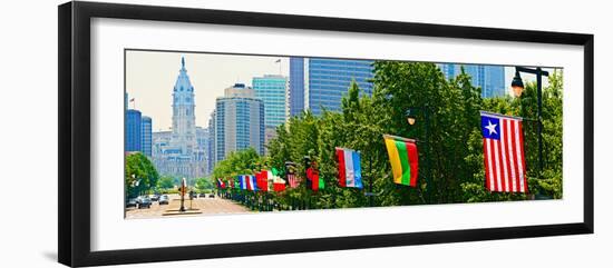 National Flags of the Countries at Benjamin Franklin Parkway, Philadelphia, Pennsylvania, Usa-null-Framed Photographic Print