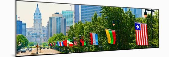 National Flags of the Countries at Benjamin Franklin Parkway, Philadelphia, Pennsylvania, Usa-null-Mounted Photographic Print