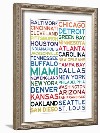 National Football League Cities on White-null-Framed Art Print