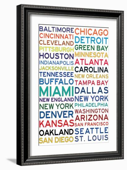 National Football League Cities on White-null-Framed Art Print