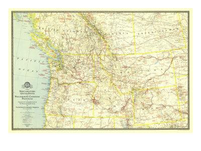 Vintage 1962 National Geographic Map of United States Washington to Boston