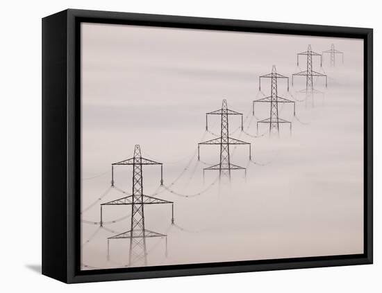 National Grid Pylons In the Mist-Adrian Bicker-Framed Premier Image Canvas