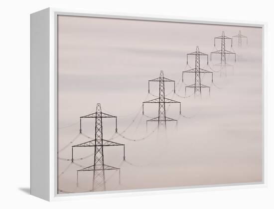 National Grid Pylons In the Mist-Adrian Bicker-Framed Premier Image Canvas