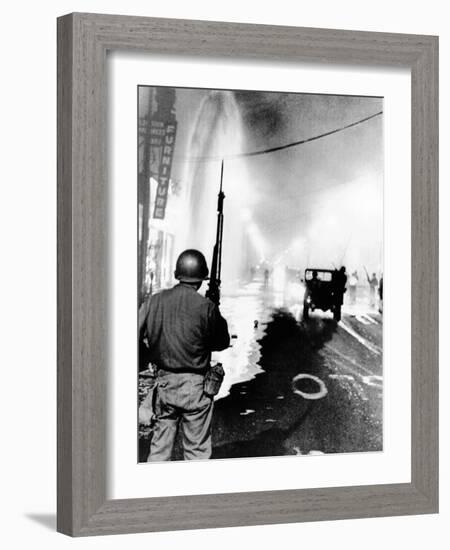 National Guard in Watts During the 1965 Race Riot-null-Framed Photo