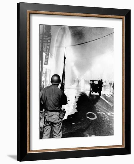 National Guard in Watts During the 1965 Race Riot-null-Framed Photo