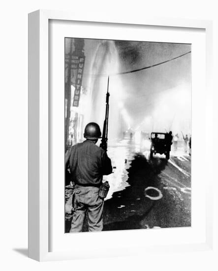 National Guard in Watts During the 1965 Race Riot-null-Framed Photo