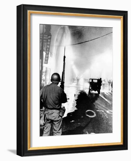 National Guard in Watts During the 1965 Race Riot-null-Framed Photo