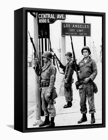 National Guardsmen at a Los Angeles City Limits-null-Framed Stretched Canvas