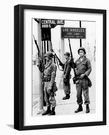 National Guardsmen at a Los Angeles City Limits-null-Framed Photo