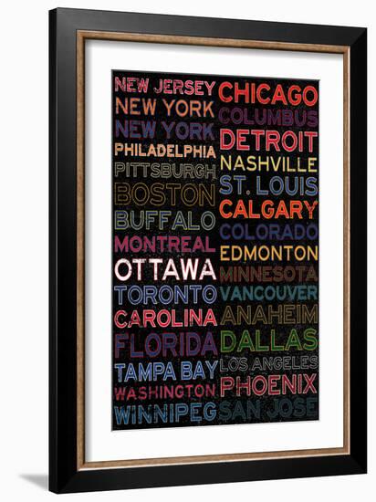 National Hockey League Cities Colorful-null-Framed Art Print