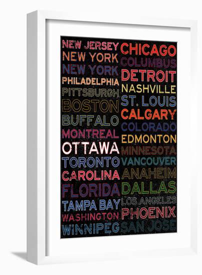 National Hockey League Cities Colorful-null-Framed Art Print