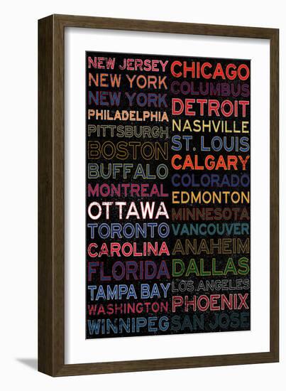 National Hockey League Cities Colorful-null-Framed Premium Giclee Print