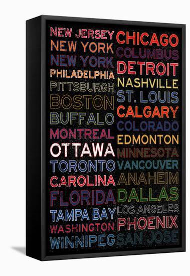 National Hockey League Cities Colorful-null-Framed Stretched Canvas