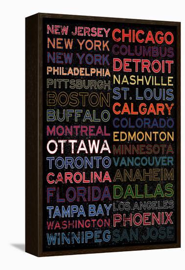 National Hockey League Cities Colorful-null-Framed Stretched Canvas